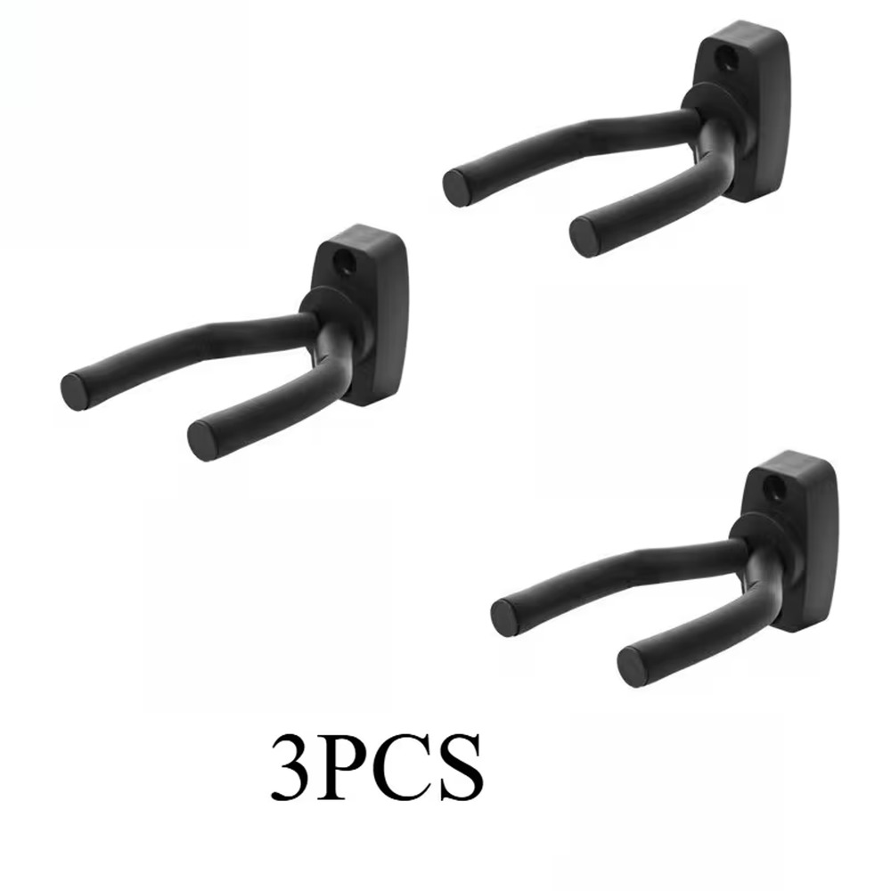 Set of 3 Guitar Hooks Designed for Hanging Ukuleles, Guitars, Lutes, New Black